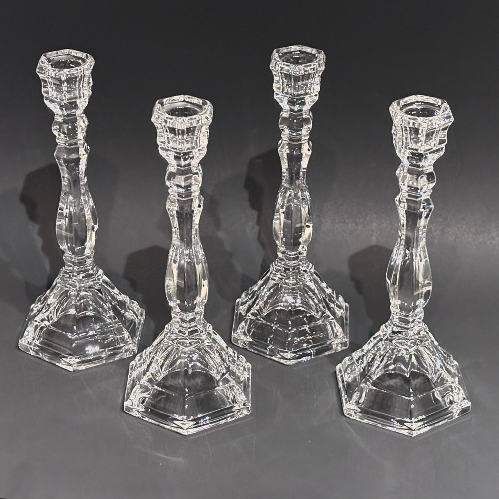 Set of 4 Tiffany & Co. Crystal Hampton Single Light Candlestick Holders 9" - Picture 2 of 12
